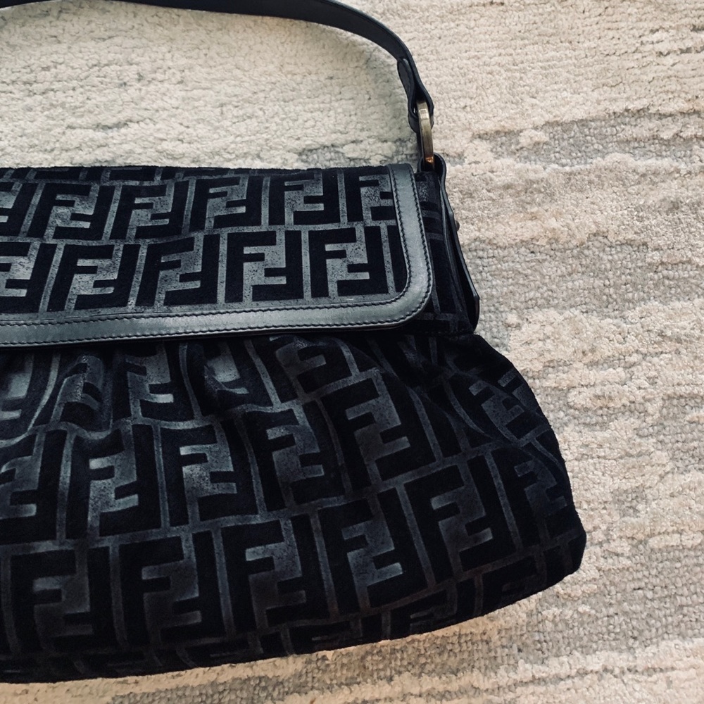 Fendi Black Grande Borsa Chef Suede Leather Bag - Picture 3 of 13